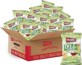 HERR'S Creamy Dill Pickle Potato Chips, 1 Ounce (Pack of 42 Bags) - Tangy & Creamy Dill Flavor, Perfect for On-the-Go Snacking