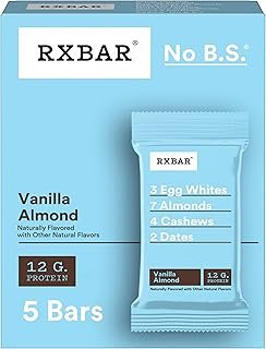 RXBAR Protein Bars, 12g Protein, Gluten Free Snacks, Vanilla Almond, 9.15oz (5 Bars)