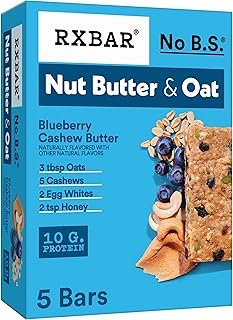 RXBAR Nut Butter and Oat Protein Bars, Protein Snacks, Snack Bars, Blueberry Cashew Butter, 9.7oz Box (5 Bars)