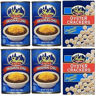 Skyline Chili Bundle (4) Cans of Original Chili 15 Ounce and (2) Boxes of Oyster Crackers 6 Ounce