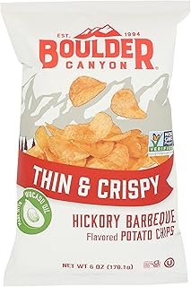 Boulder Canyon Thin & Crispy Hickory BBQ Potato Chips, 6 OZ