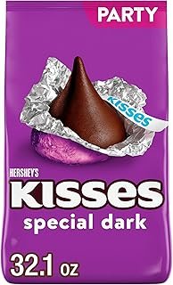 HERSHEY'S KISSES SPECIAL DARK Mildly Sweet Chocolate Candy Party Pack, 32.1 oz