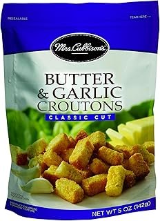 Mrs. Cubbison's Classic Cut Croutons | Butter & Garlic | 5 Ounce, Pack of 9 | Crunchy Salad Topper
