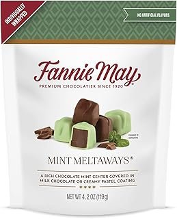 Fannie May Premium Milk Chocolate Candy, Mint Meltaways, 4.2 oz Bag