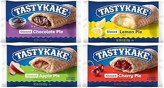 Tastykake Glazed Pies Variety Pack, Chocolate, Lemon, Apple, Cherry, 4.5 oz, 4 Count