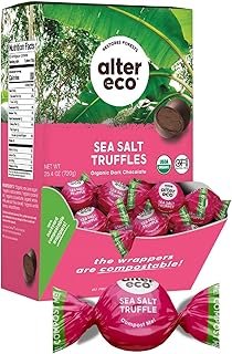 Alter Eco Deep Dark Sea Salt Truffles | 58% Pure Dark Cocoa, Fair Trade, Organic, Non-GMO, Gluten Free Dark Chocolate Truffles | 60 Truffles
