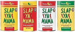 SLAP YA MAMA Cajun Seasoning Variety Pack - 8 oz Cans, Original, Hot, White Pepper & Low Sodium, All Natural, No MSG, Kosher - Louisiana Spices