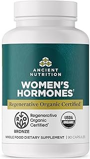 Ancient Nutrition Regenerative Organic Certified Women's Hormones Capsules, Supports Women’s Hormone Health, Healthy Digestion, and Gut Microflora, Gluten Free, Paleo and Keto Friendly, 90 Count
