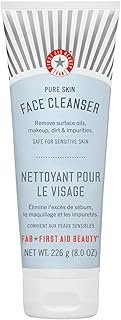 First Aid Beauty Pure Skin Face Cleanser, Effectively Removes Makeup, Dirt, and Impurities, Gentle Cleanser Leaves Skin Soft & Supple, Safe for Sensitive Skin, Fragrance Free, 8 oz