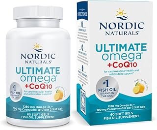 Nordic Naturals Ultimate Omega + CoQ10, Lemon - 60 Soft Gels - 1280 mg Omega-3 + 100 mg CoQ10 - Heart Health, Cellular Energy, Antioxidant Support - Non-GMO - 30 Servings