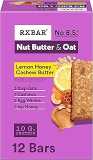 RXBAR Nut Butter and Oat Protein Bars, Protein Snacks, Snack Bars, Lemon Honey Cashew Butter, 23.2oz Box (12 Bars)