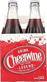 Cheerwine Soda Glass, 12 Oz Bottle, 4 Pack