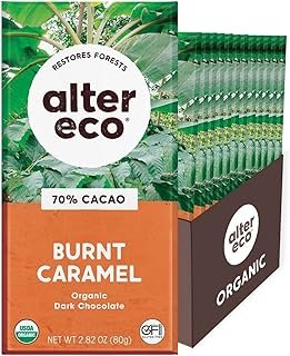 Alter Eco Chocolate Bars | Pure Dark Cocoa, Fair Trade, Organic, Non-GMO, Gluten Free (12-Pack Dark Salted Burnt Caramel)