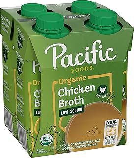 Pacific Foods Low Sodium Organic Free-Range Chicken Broth, 8 oz Carton (4 Pack)