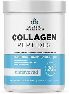 Ancient Nutrition Collagen Peptides, Collagen Peptides Powder, Unflavored Hydrolyzed Collagen, Supports Healthy Skin, Joints, Gut, Keto and Paleo Friendly, 38 Servings, 20g Collagen per Serving