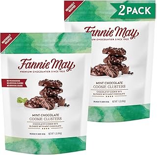 Fannie May Milk Chocolate Candy, Mint Chocolate Cookie Clusters, Two 16 oz Bags