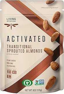 Living Intentions Sprouted Transitional Almonds - NonGMO - Gluten Free - Vegan - Paleo - Kosher - 6 ounces