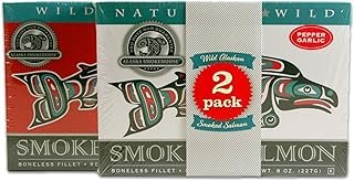 Alaska Smokehouse Smoked Salmon Duo Pepper Garlic, Sockeye, 16 Ounce