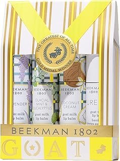 Beekman 1802 The Perfect Pucker 4-Piece Lip Balm Gift Set – Assorted Scents, Nourishes, Hydrates & Softens Lips, Prevents and Treats Dry & Chapped Lips, Cruelty-Free Lip Care