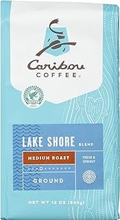 Caribou Coffee Lakeshore Blend, Medium Roast Ground Coffee, 12 Ounce Bag Smooth and Fresh Coffee from Guatemala, El Salvador & East Africa with Delicate Citrus Notes & Silky Body; Sustainably Sourced