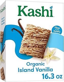 Kashi Cold Breakfast Cereal, Vegan, Organic Fiber Cereal, Island Vanilla, 16.3oz Box (1 Box)