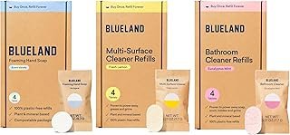 BLUELAND Clean Home Kit Refills (4P) | Foaming Hand Soap Tablet Refills | Multi-surface All Purpose Cleaner Refill Tablet | Bathroom Cleaner Refill Tablet | Eco Friendly Products & Cleaning Supplies