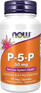 NOW Foods Supplements, P-5-P 50 mg with Coenzyme B-6 + Mg Bisglycinate, 90 Veg Capsules