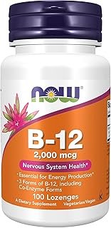 NOW Foods Supplements, B-12 2,000 mcg, Energy Production*, Nervous System Health*, 100 Lozenges