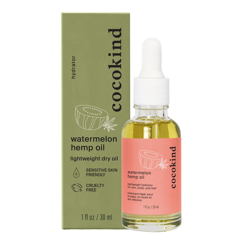 Cocokind Watermelon Hemp Oil, Lightweight Dry Oil for Skin, Body and Hair Use as Beard Oil, Soften, Smooth, and Replenish with a Lightly Scented Essential Oil Blend, 1 Fl Oz