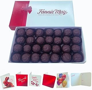 Fannie May Dark Chocolate Chocolate Buttercream (also known as Dark Chocolate Mays) 1 lb. with Insulated Shipper & Gift Tag & Wrap Basket Bundle