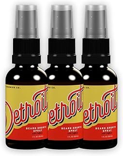 Detroit Grooming Co. Beard Growth Spray | Boost Beard Growth with Biotin, B7 & Caffeine | Hydrating Beard Care with Lavender Water, Green Tea & Glycerin | 1oz Bottles (3-pack)
