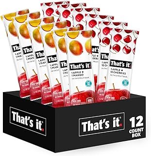 That's it. Fruit Bars 12 Variety Pack 100% Natural Real Fruit Bar, High Fiber Vegan, Gluten Free, Paleo, Non-GMO No Sugar Added (6 Mango, 6 Cherry)