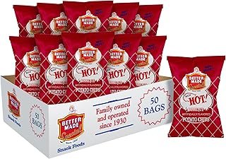 Better Made BBQ Barbecue Potato Chips - Sweet, Red Hot, Honey, Sweet Heat - Snacks - Family Owned Since & Operated (RED HOT, 50 PACK 1OZ) - Snacks, Lunch, Delicious, Spicy