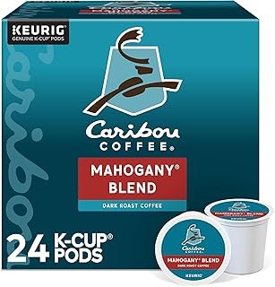 Caribou Coffee Mahogany, Single-Serve Keurig K-Cup Pods, Dark Roast Coffee, 24 Count