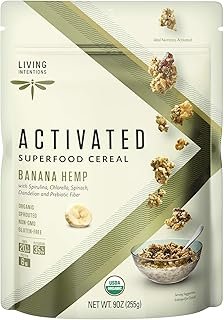Living Intentions Organic Superfood Cereal – Banana Hemp – NonGMO – Gluten Free – Vegan – Paleo – Kosher – 9 Ounce Unit