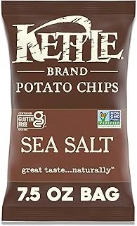 Kettle Brand Sea Salt Kettle Potato Chips, Gluten-Free, Non-GMO, 7.5 oz Bag