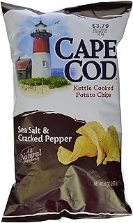 Cape Cod Potato Chips, Sea Salt & Cracked Pepper Kettle Cooked Chips, 8 Oz