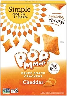 Simple Mills Pop Mmms Cheddar Baked Snack Crackers, Gluten Free, 4 Ounce (Pack of 1)