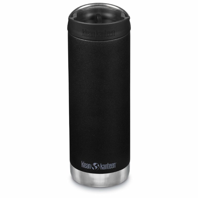 Klean Kanteen TKWide Insulated Coffee Tumbler with Cafe Cap - Stainless Steel Water Bottle & Thermal Tumbler - Black, 16 oz