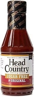Head Country Sugar Free Bar-B-Q Sauce, Original, Gluten Free Barbecue Sauce With No Allergens & Zero Sugar, Sweet & Savory BBQ Sauce For Chicken, Pork, Ribs & Burgers, 17.5 Ounce, Pack of 1