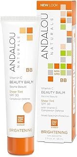Andalou Naturals Vitamin C BB Beauty Balm Sheer Tint SPF 30, 2-in-1 BB Cream & Face Sunscreen with Broad Spectrum Protection, Mineral Sunscreen with Non-Nano Zinc Oxide, 2 Fl Oz