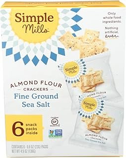 Simple Mills Fine Ground Sea Salt Seasoned Almond Flour Crackers, Gluten Free, 4.25 Ounces (Pack Of 6)