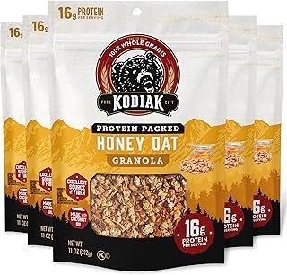 Kodiak Cakes Granola, Honey Oat, High Protein, 100% Whole Grains (Pack of 5 pouches)