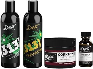 Detroit Grooming Co. Complete Grooming Father's Day Gifts for Dad - Beard Wash & Conditioner, Beard Butter and Beard Oil - Toasted Vanilla Amber Scent and Vanilla Tobacco & Cedarwood Scent