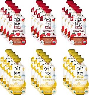 Once Upon a Farm Baby Oatmeal | Apple Baby Oatmeal Blend, Banana Baby Oatmeal Blend | Unsweetened | Variety Pack of 24