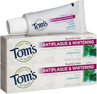 Tom's of Maine Antiplaque Tartar Control plus Whitening Toothpaste Trial Size, Peppermint - 1 oz - 2 pk
