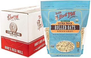 Bob's Red Mill Organic Extra Thick Rolled Oats, 32oz (Pack of 4) - Non GMO, Whole Grain, Vegan, Kosher