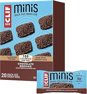 CLIF Bar Minis - Chocolate Brownie Flavor - Made with Organic Oats - 4g Protein - Non-GMO - Plant Based - Snack-Size Energy Bars - 0.99 oz. (20 Pack)
