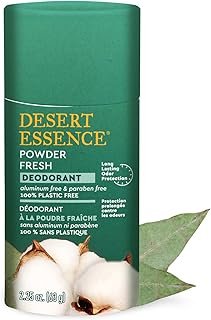 Desert Essence Natural Powder Fresh Deodorant - 100% Plastic Free, Aluminum Free, & Paraben Free for Women & Men, 2.25 oz