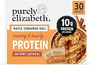 Purely Elizabeth Creamy & Hearty Protein Instant Oatmeal, Maple Cinnamon Roll, Vegan Friendly, Organic, Gluten Free & Non-GMO, 5 Count, 8.3 Ounce (Pack of 6)